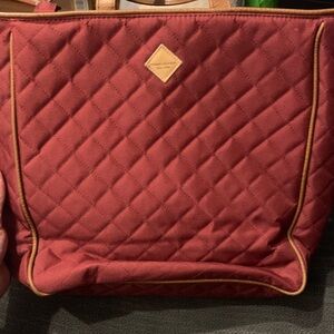 Tommy Hilfiger Burgundy Quilted Tote
